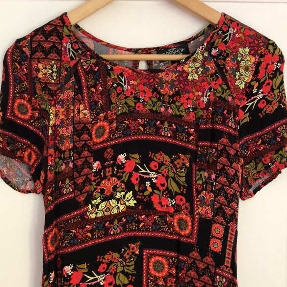 Topshop Maternity & postpartum colourful  boho dress. Size 4. Red orang floral - Picture 6 of 11
